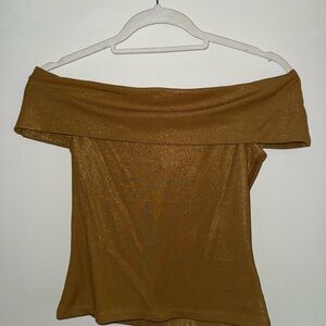 Express Gold Off-Shoulder Blouse